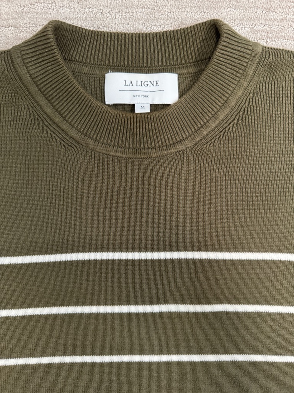 La Ligne Leo Sweater in Olive Stripe Size Medium - Picture 10 of 12